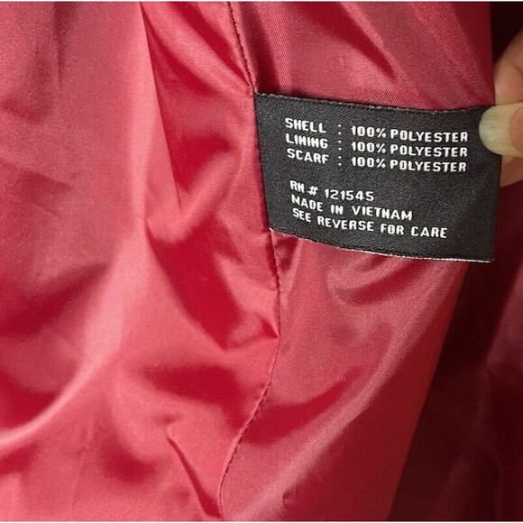 LONDON FOG Women's Long Red Water Resistant Trench Coat 1XL Button Up - Picture 6 of 11